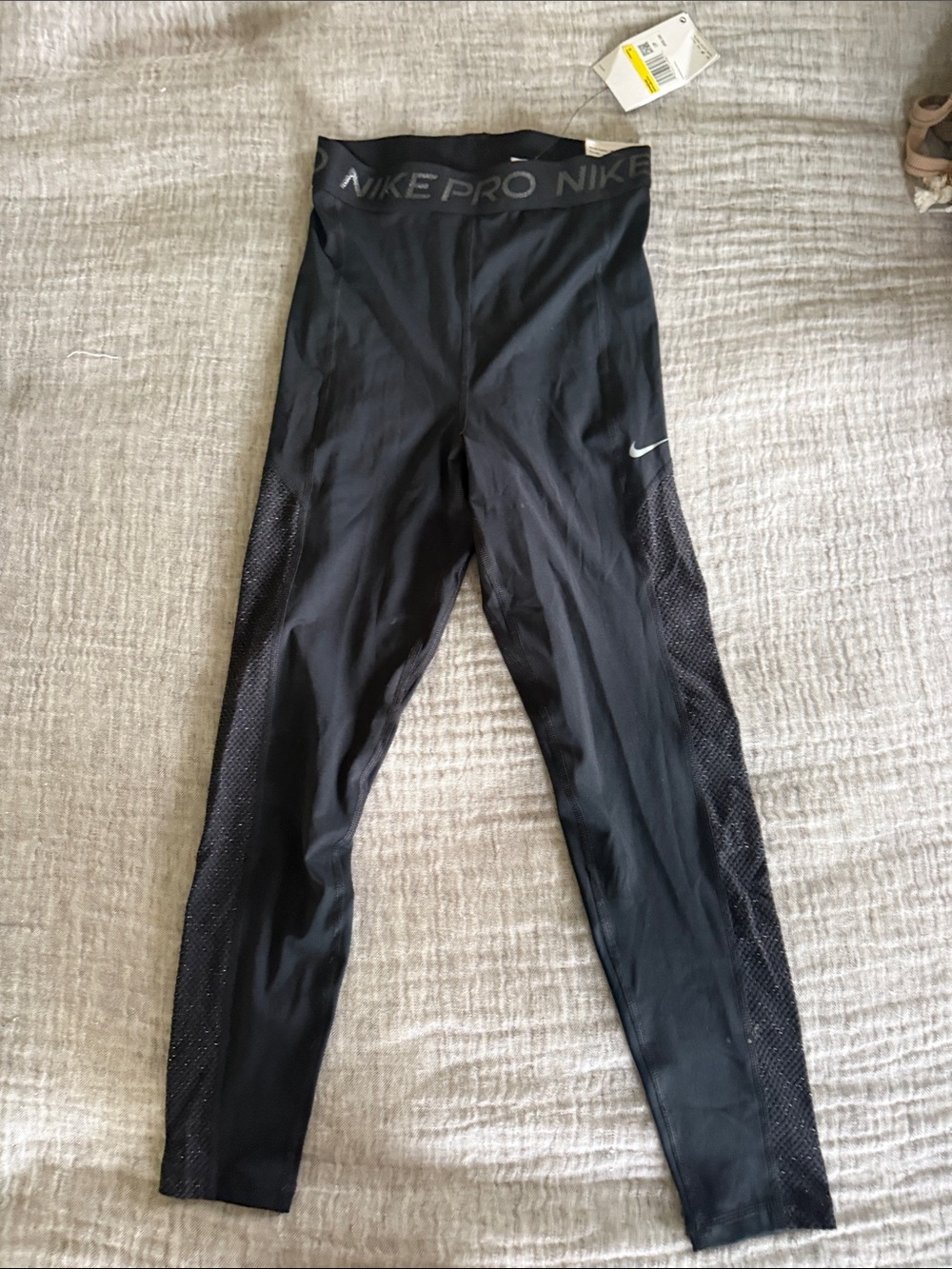 Nike Black Womens' Active Shimmer Panel Leggings